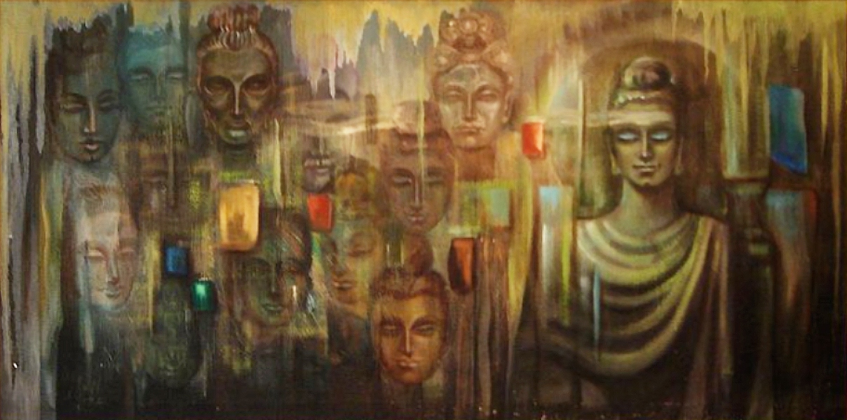 Jewels of Buddha, oil on canvas by Laila Shahzada