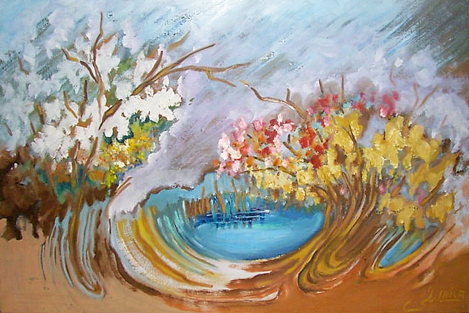 Ode to Shangrilla Vibrant Oil Painting by Laila Shahzada
